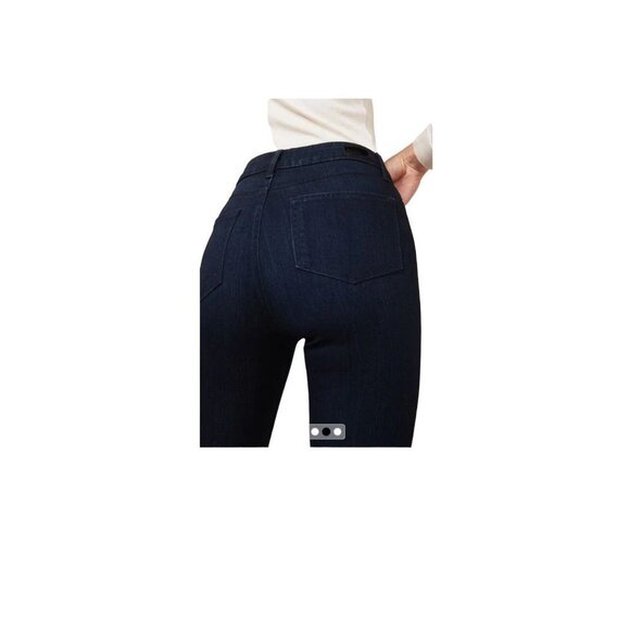 Paige Women's‎ Manhattan Flare Jeans Blue Stretch Dark Wash Mid Rise USA Size 28 - Picture 5 of 12